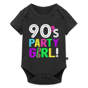 90's Music Partygirl Disco Neon Gift - Baby Premium short-sleeve bodysuit - black - Front