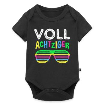 Geboren in 80er Jahren Retro Neon Spruch Geschenk - Baby Premium Kurzarmbody - Schwarz - Vorne