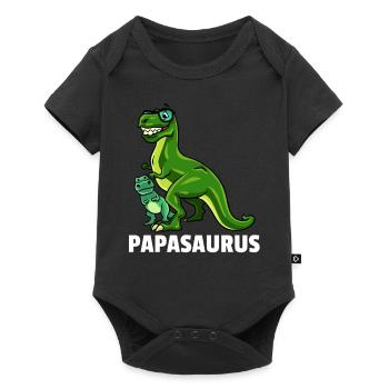 Dinosaurier Dino T-Rex Papa Vater Papi Geschenk - Baby Premium Kurzarmbody - Schwarz - Vorne