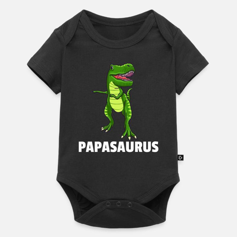 Dinosaurier Dino T-Rex Papa Vater Papi Geschenk - Baby Premium Kurzarmbody - Schwarz