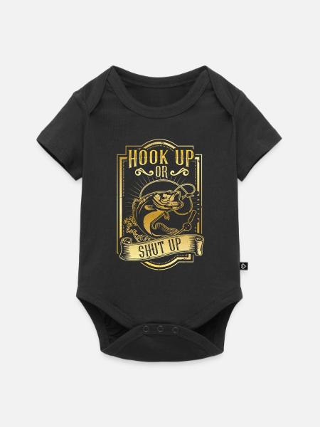 HOOK UP! | Fischen - Baby Premium Kurzarmbody - Schwarz