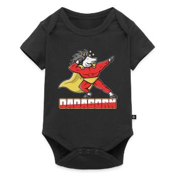 Fête des pères papa papa cadeau super licorne - Body à manches courtes Premium Bébé - noir - Devant