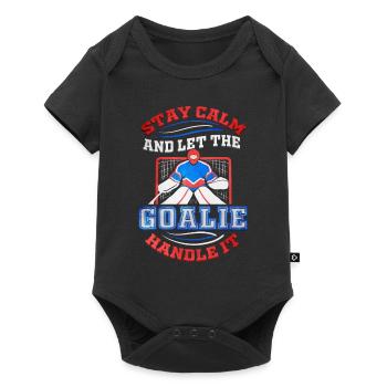 Gardien de but de hockey Restez calme et laissez le gardien manipuler - Body à manches courtes Premium Bébé - noir - Devant