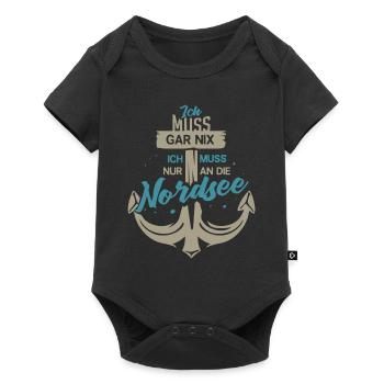 Nordsee Freizeit Urlaub Meer - Baby Premium Kurzarmbody - Schwarz - Vorne