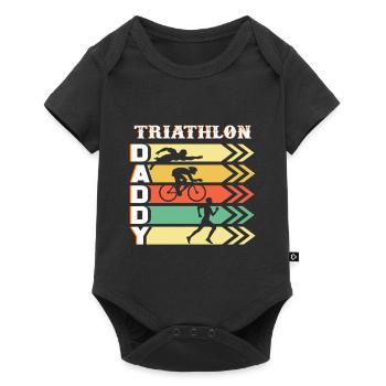 Triathlon Geschenkidee Vater Papa Triathlet Daddy - Baby Premium Kurzarmbody - Schwarz - Vorne