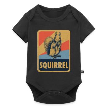 Eichhörnchen Nagetier Zootier Retro Geschenk - Baby Premium Kurzarmbody - Schwarz - Vorne