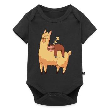 Slama Lama Funny Sweet Lazy Alpaca Gift - Body à manches courtes Premium Bébé - noir - Devant
