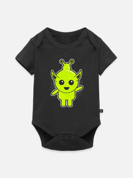 Süsses grünes Alien Männchen - Baby Premium Kurzarmbody - Schwarz