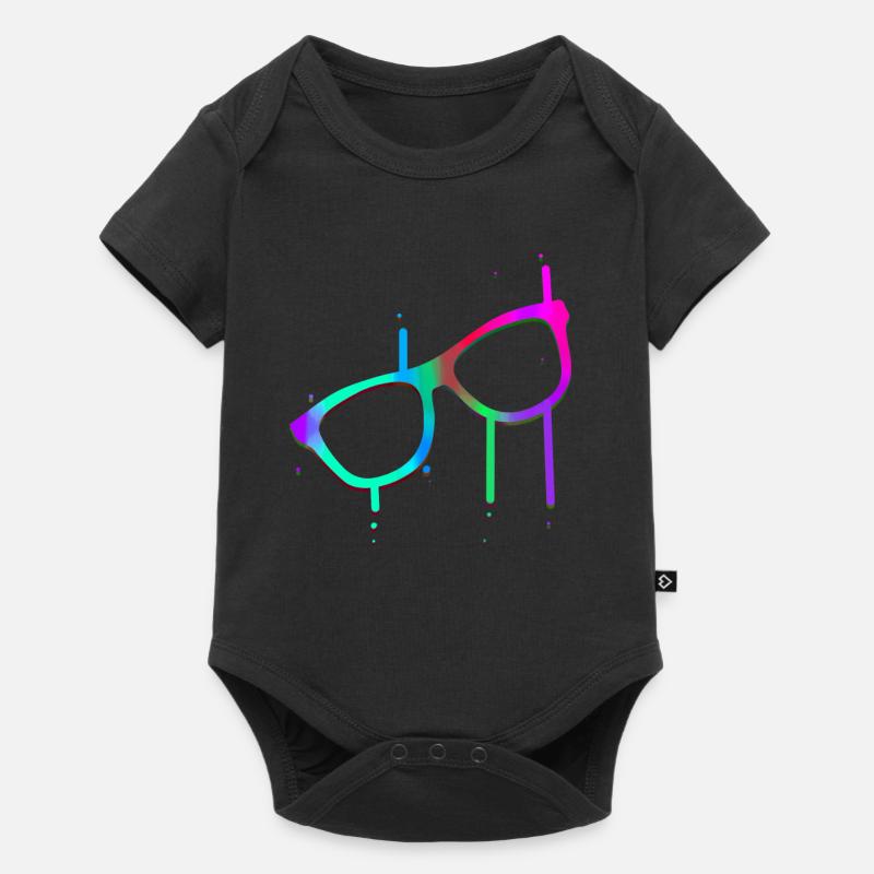 Brille - Baby Premium Kurzarmbody - Schwarz
