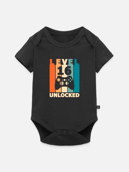 Level 16 - Baby Premium Kurzarmbody - Schwarz