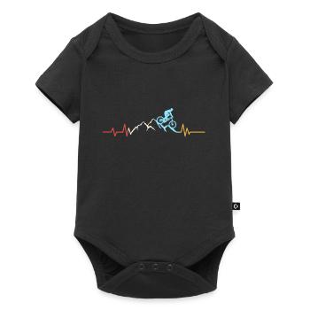 Cadeau de vélo de montagne VTT Vintage Heartbeat Biker - Body à manches courtes Premium Bébé - noir - Devant