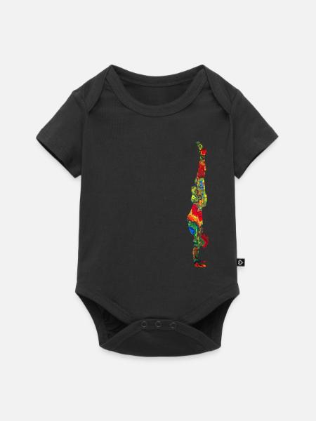 Handstand bunt marmoriert - Baby Premium Kurzarmbody - Schwarz