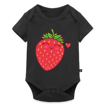 Erdbeere - Baby Premium Kurzarmbody - Schwarz - Vorne