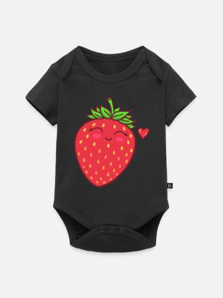Erdbeere - Baby Premium Kurzarmbody - Schwarz