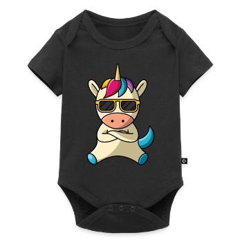 Cool unicorn, sunglasses cool - Baby Premium short-sleeve bodysuit - black - Front