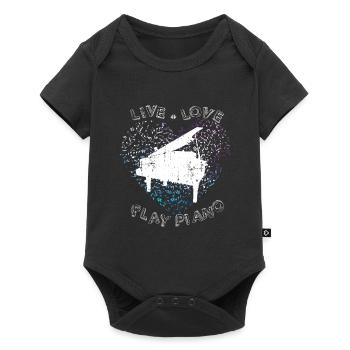 Musicien coeur de piano - Body à manches courtes Premium Bébé - noir - Devant