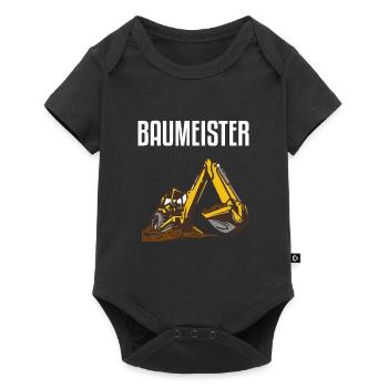 Baumeister Bagger Baggern - Baby Premium Kurzarmbody - Schwarz - Vorne