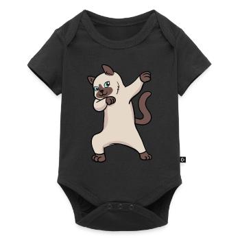 Siamkatze Katzen Dabbing Tanz Tanzen Geschenk - Baby Premium Kurzarmbody - Schwarz - Vorne