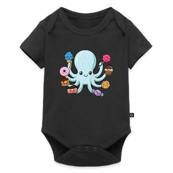 Sweet octopus gift octopus with sweets - Baby Premium short-sleeve bodysuit - black - Front