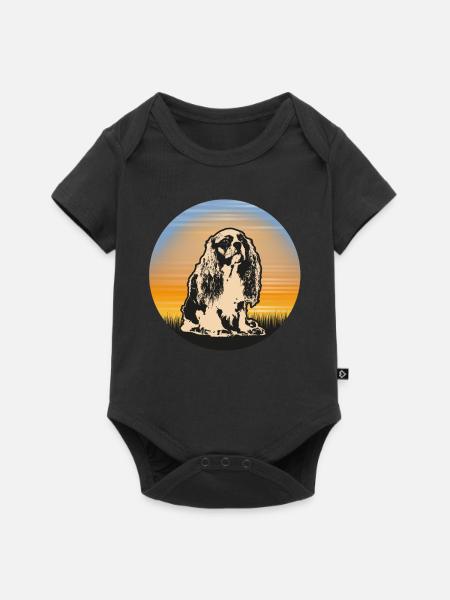 Cavalier King Charles Spaniel retro Geschenk Shirt - Baby Premium Kurzarmbody - Schwarz
