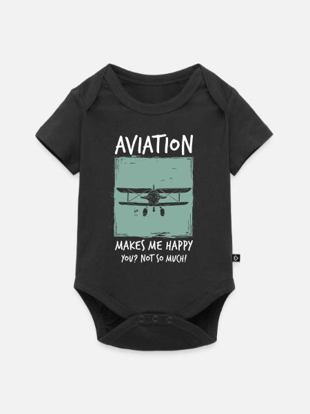 Flugzeug - Baby Premium Kurzarmbody - Schwarz