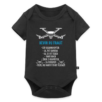 Drohne Design Pilot Modellbauer Quadrocopter - Baby Premium Kurzarmbody - Schwarz - Vorne