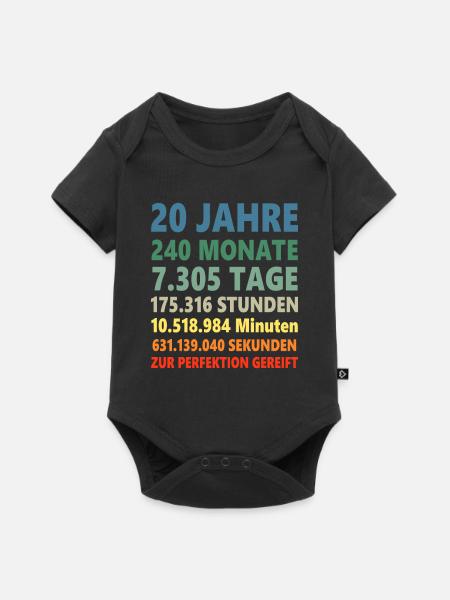 20. Geburtstag 20 Jahre Geschenk - Baby Premium Kurzarmbody - Schwarz