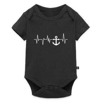Battement de coeur de Sailor anchor - Body à manches courtes Premium Bébé - noir - Devant