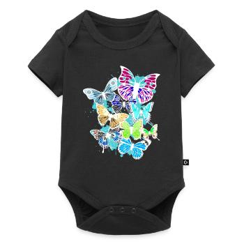 Colorful butterflies - Baby Premium short-sleeve bodysuit - black - Front