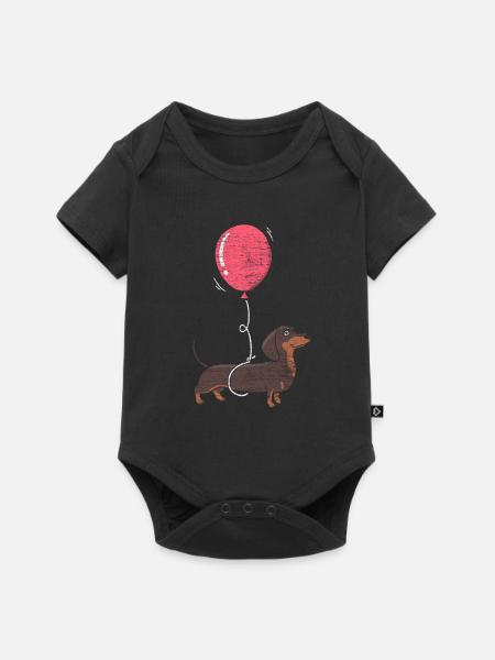 Dackel Luftballon - Baby Premium Kurzarmbody - Schwarz