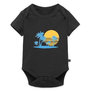 Île palmière été rétro des années 80 - Body à manches courtes Premium Bébé - noir - Devant