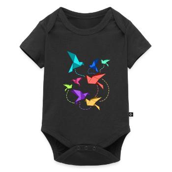 Origami paper crane folding art folding birds - Baby Premium short-sleeve bodysuit - black - Front