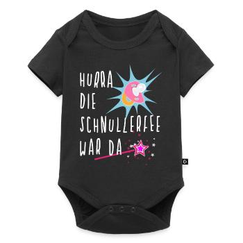 Hurra die Schnullerfee war da - Schnullerfrei - Baby Premium Kurzarmbody - Schwarz - Vorne
