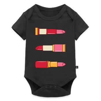 Cadeau de beauté pour femme beauté maquillage rouge à lèvres - Body à manches courtes Premium Bébé - noir - Devant
