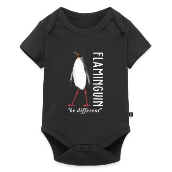 Pinguin Flamingo - Baby Premium Kurzarmbody - Schwarz - Vorne