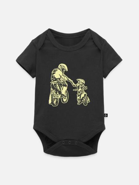 Papa Papa Motorrad Vatertag Motocross Geschenk - Baby Premium Kurzarmbody - Schwarz