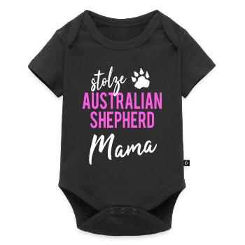 Stolze Australian Shepherd Mama Aussie Frauchen - Baby Premium Kurzarmbody - Schwarz - Vorne