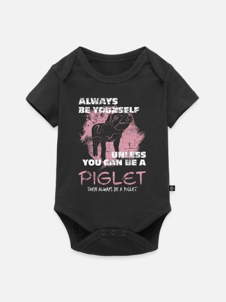 Ferkel Baby Schwein - Baby Premium Kurzarmbody - Schwarz