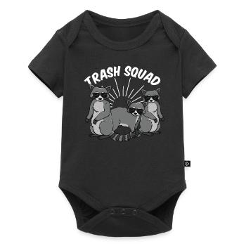 Waschbär Waschbären Trash Squad Lustig Geschenk - Baby Premium Kurzarmbody - Schwarz - Vorne