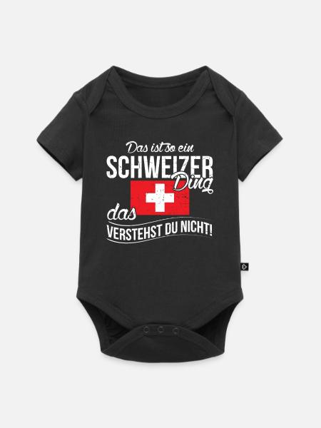 Lustiger Schweizer Spruch Schweiz Fahne Geschenk - Baby Premium Kurzarmbody - Schwarz