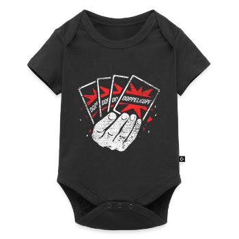 Doppelkopf Geschenk - Baby Premium Kurzarmbody - Schwarz - Vorne