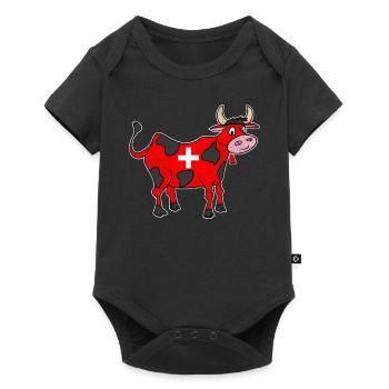 Swiss Cow Cross Cute Gift - Baby Premium short-sleeve bodysuit - black - Front