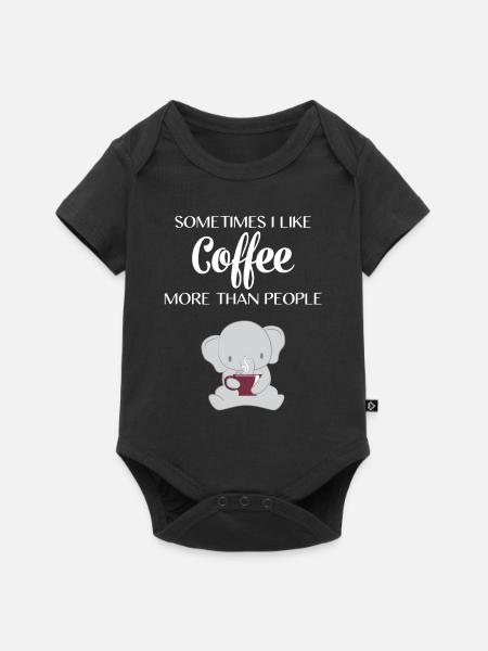 Elefant– Elefanten – Elefantenfan – Kaffee - Baby Premium Kurzarmbody - Schwarz