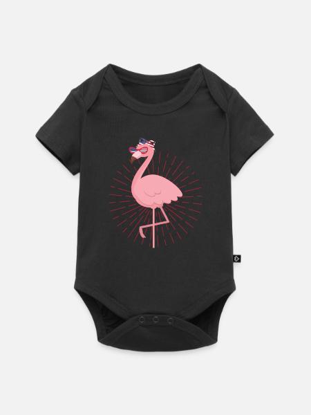 Flamingo - Baby Premium Kurzarmbody - Schwarz