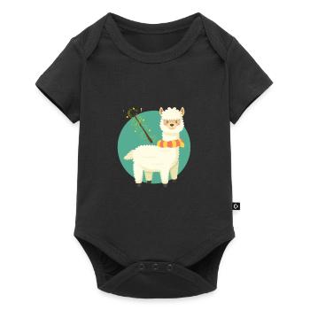 Lama - Baby Premium Kurzarmbody - Schwarz - Vorne