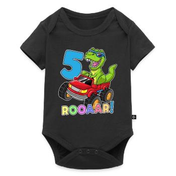 5ème anniversaire du 5ème anniversaire du Monster Truck Dino - Body à manches courtes Premium Bébé - noir - Devant
