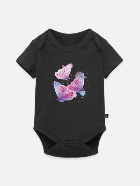 Schmetterling Verwandlung - Baby Premium Kurzarmbody - Schwarz