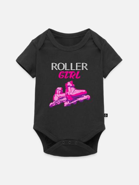 Rollschuhe - Baby Premium Kurzarmbody - Schwarz