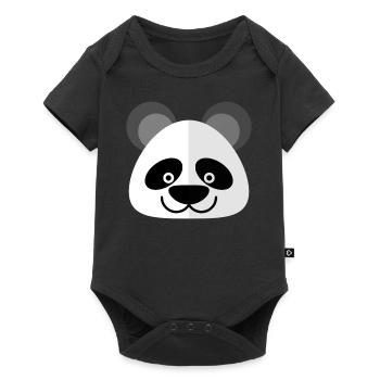 Panda - Baby Premium Kurzarmbody - Schwarz - Vorne