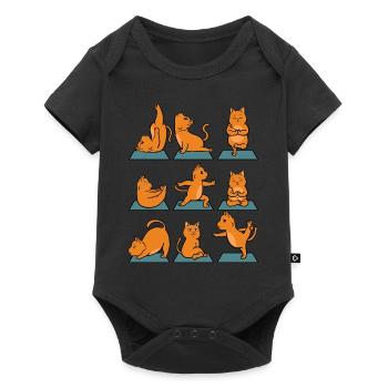 Cadeau de gymnastique yoga pour chats avec chats drôles - Body à manches courtes Premium Bébé - noir - Devant